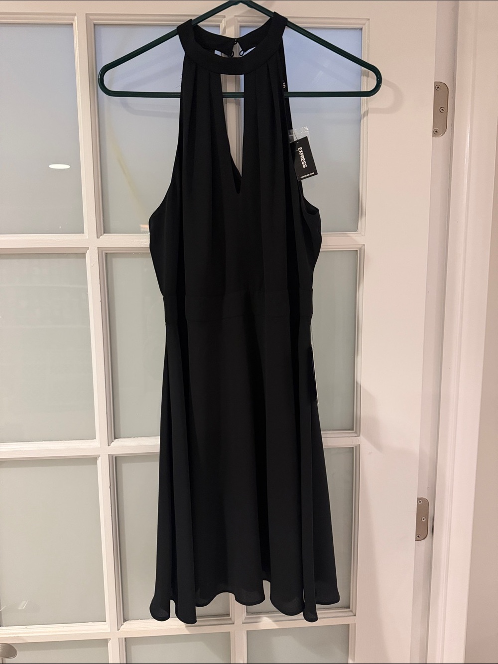 Express Black Halter Mini Dress with Keyhole
